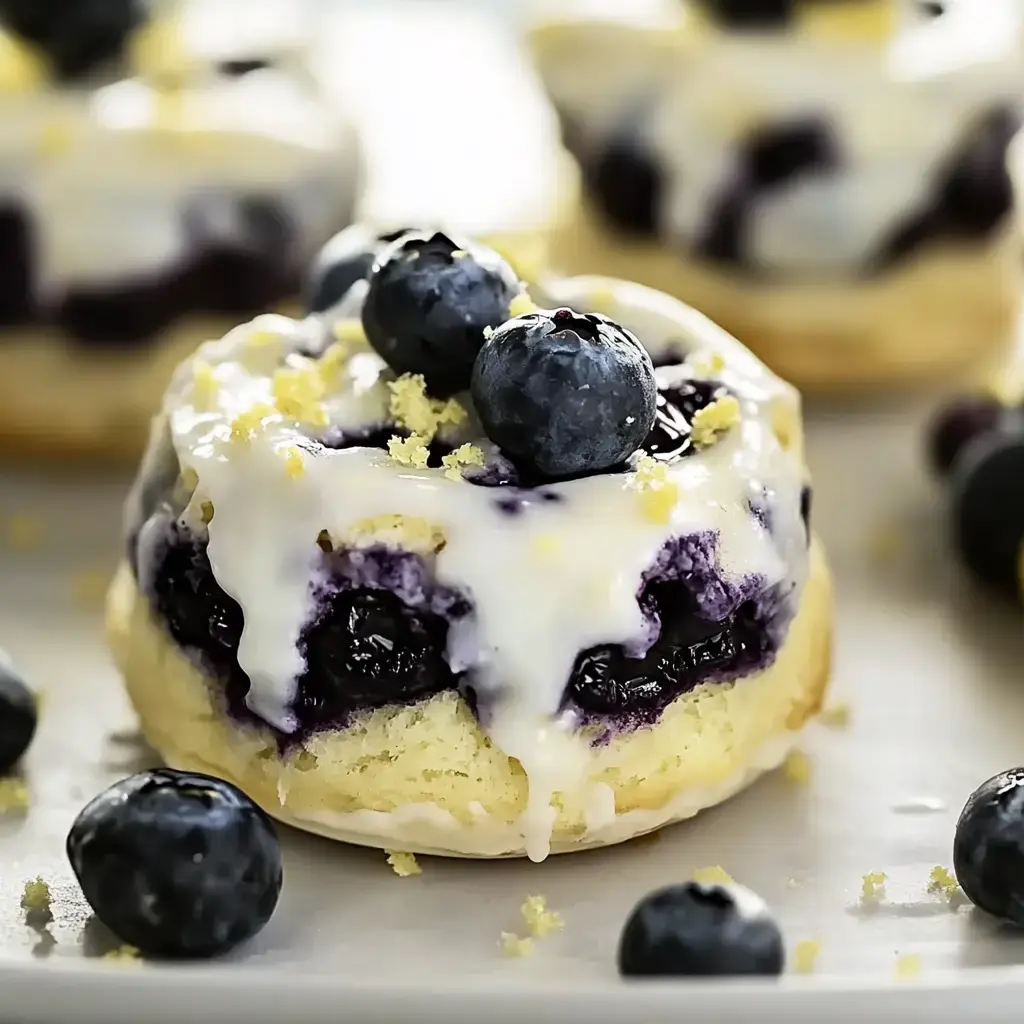 Blueberry dessert with cream, fresh berries, and a hint of lemon zest.