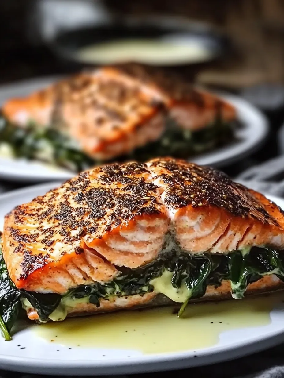 Blackened Spinach Stuffed Salmon Recipe
