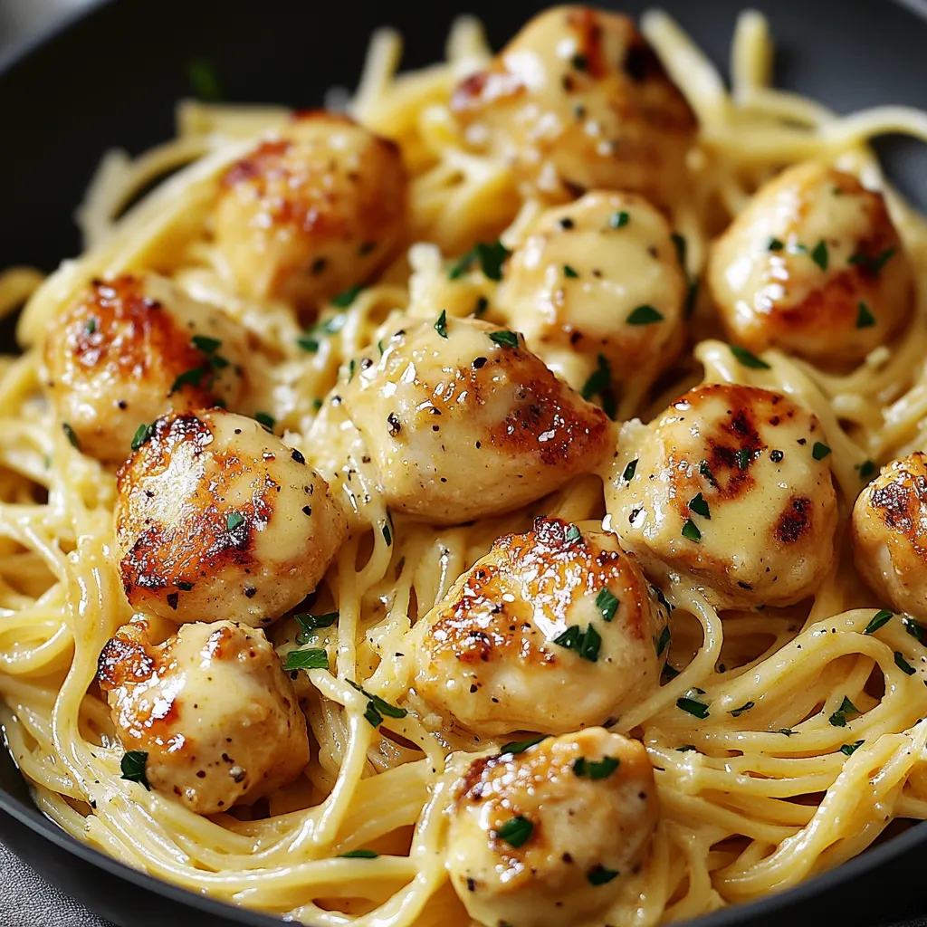 Garlic Butter Chicken Bites with Creamy Parmesan Pasta Recipe