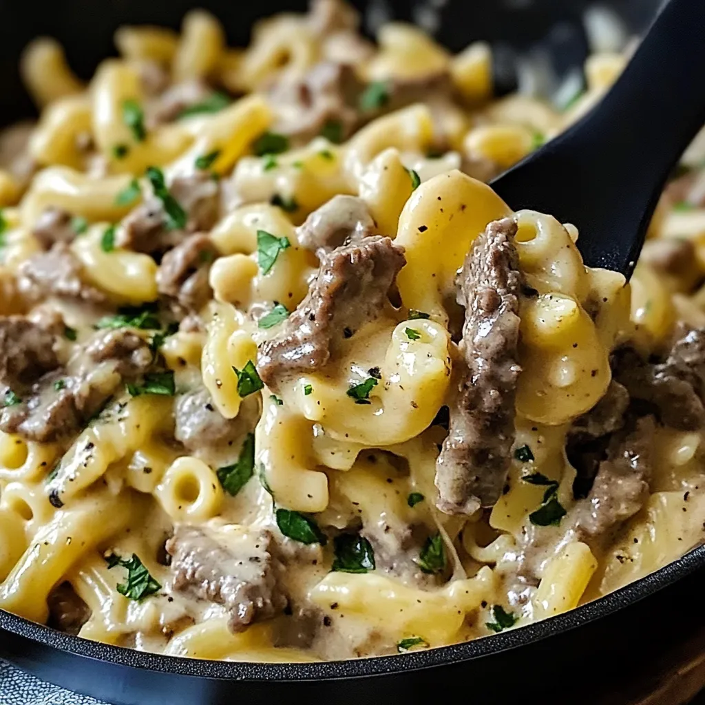 Easy Philly Cheesesteak Pasta