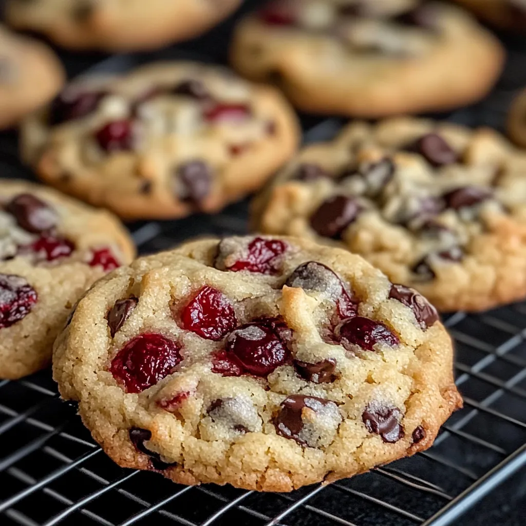 Chewy cherry chocolate chip cookies with bright cherries and rich chocolate chunks.