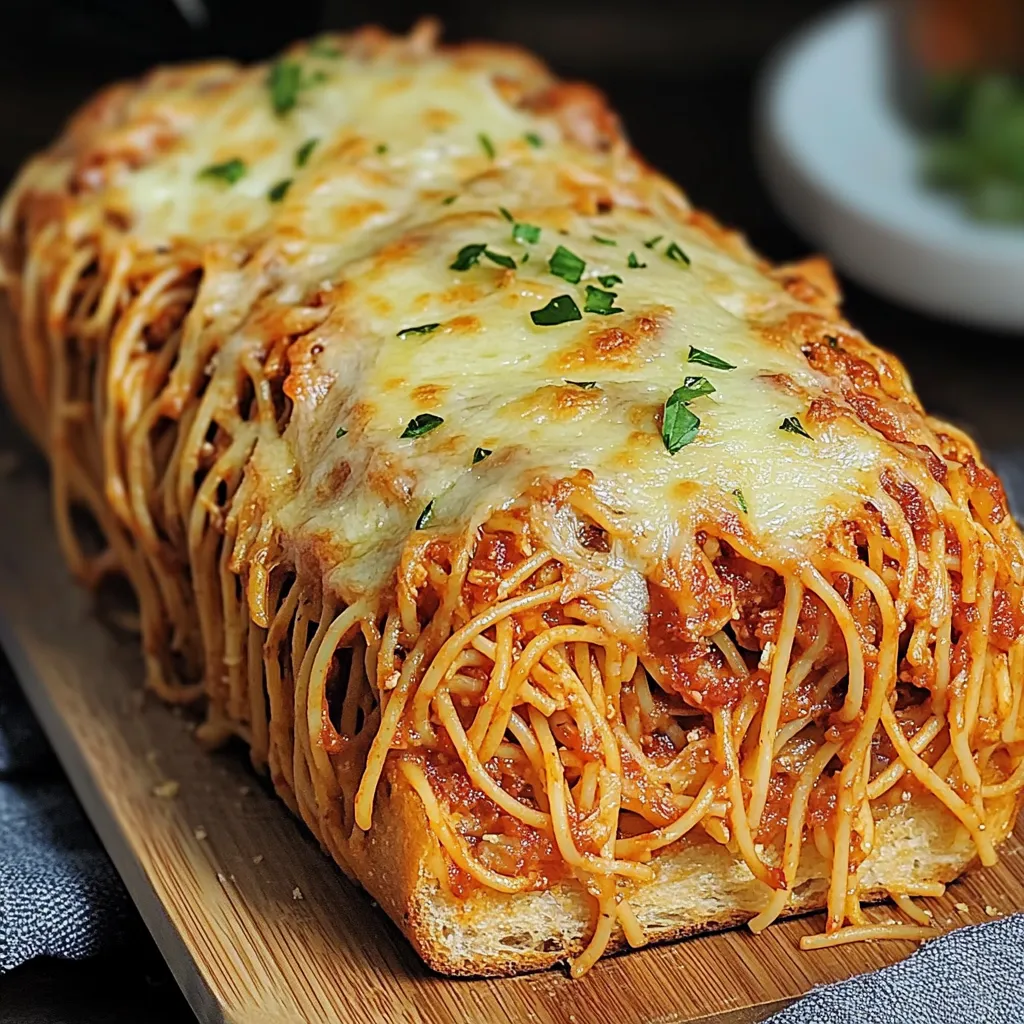 Cheesy Spaghetti Garlic Bread