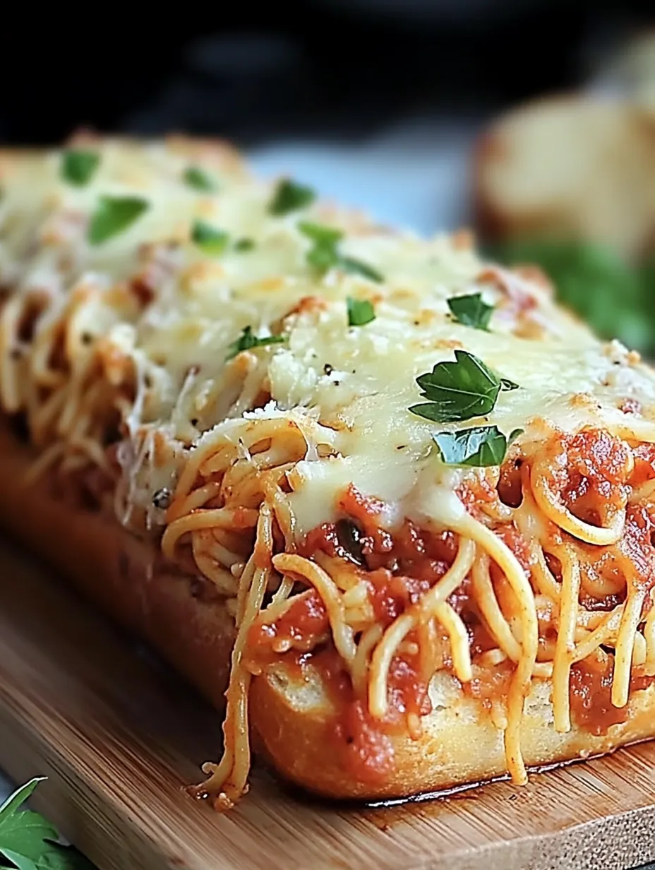 Spaghetti Stuffed Garlic Bread Recipe