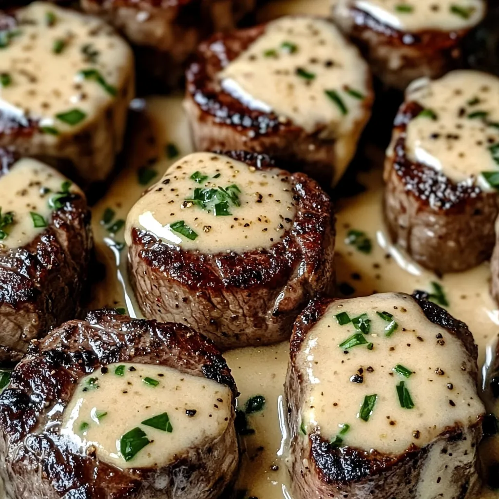 Creamy garlic butter steak bites with parmesan sauce
