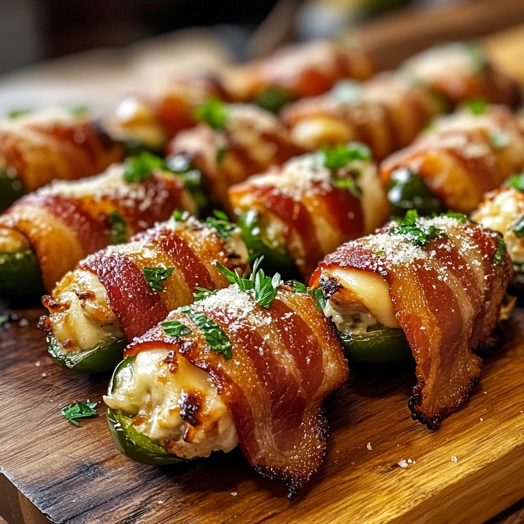 Irresistible bacon-wrapped jalapeño poppers are a delightful spicy and savory appetizer for any event.