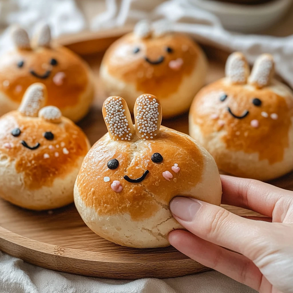 A sweet display of colorful Easter Bunny buns ready for holiday fun.