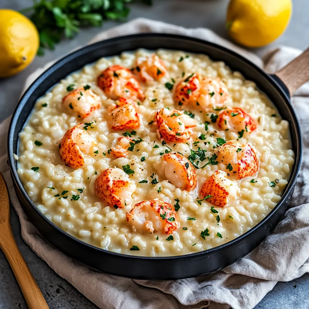 Simple Lemon Butter Lobster Risotto Plate
