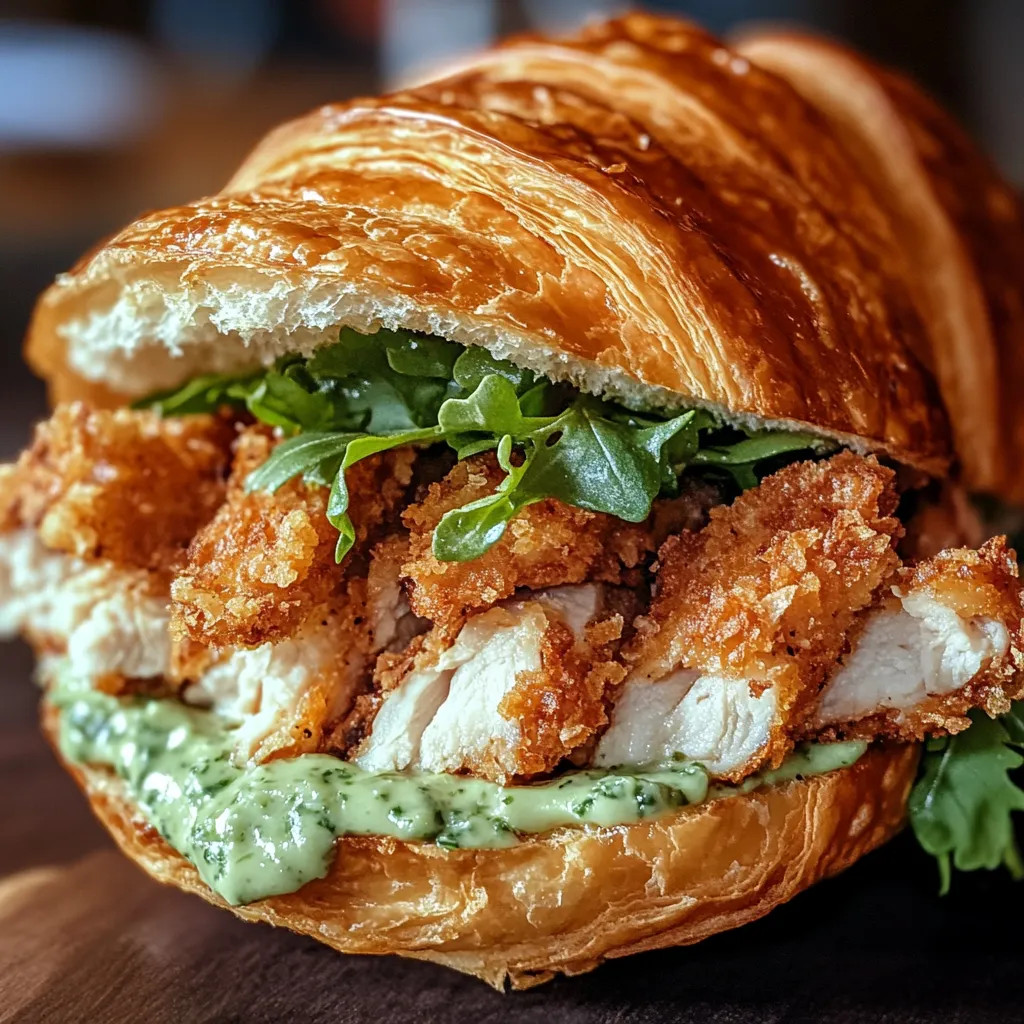 Chicken Caesar Croissant Sandwich made at home