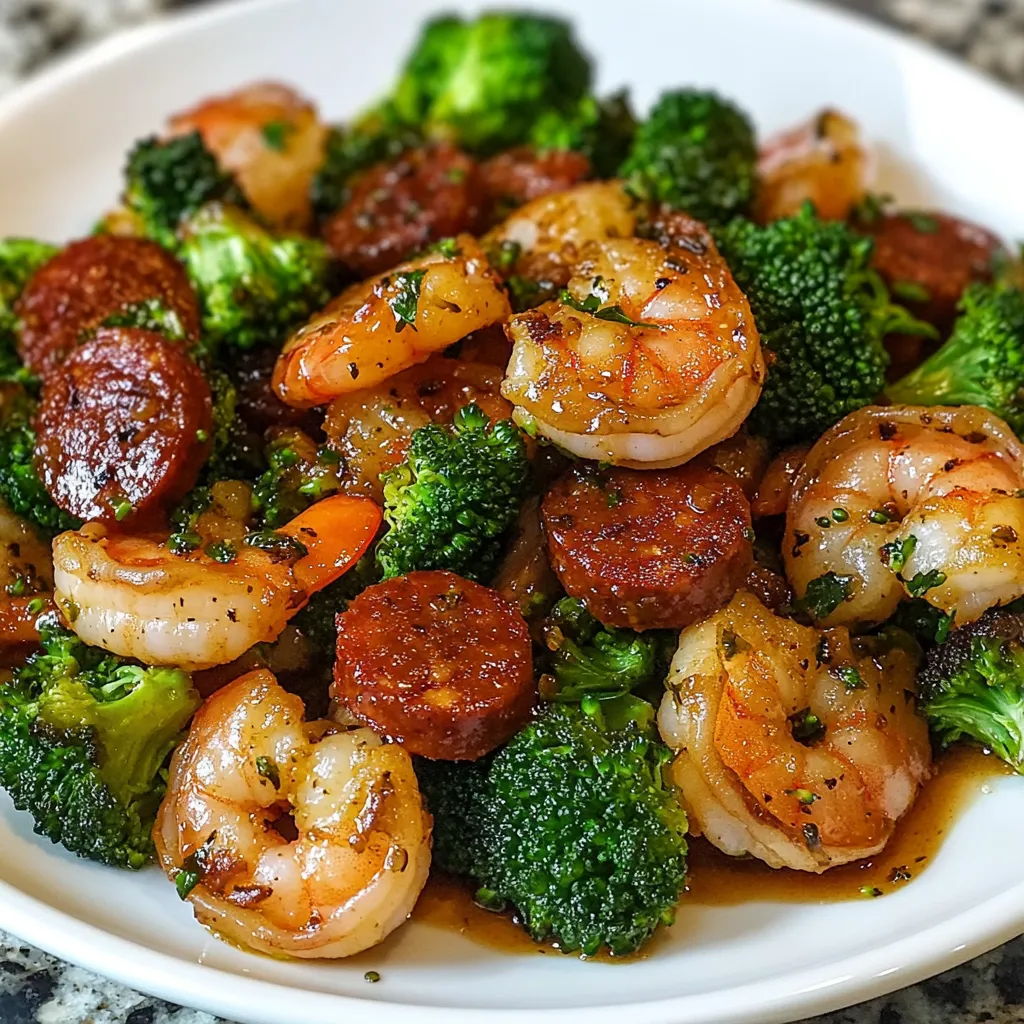 A white bowl filled with shrimp and broccoli.