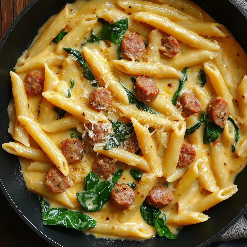 CREAMY CAJUN SAUSAGE PASTA recipe