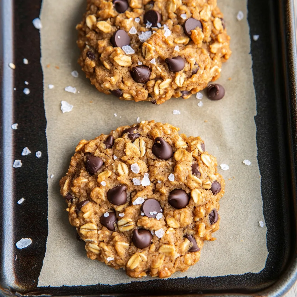 Peanut Butter Oatmeal Cookies loaded with Chocolate Chips (5-Ingredient)