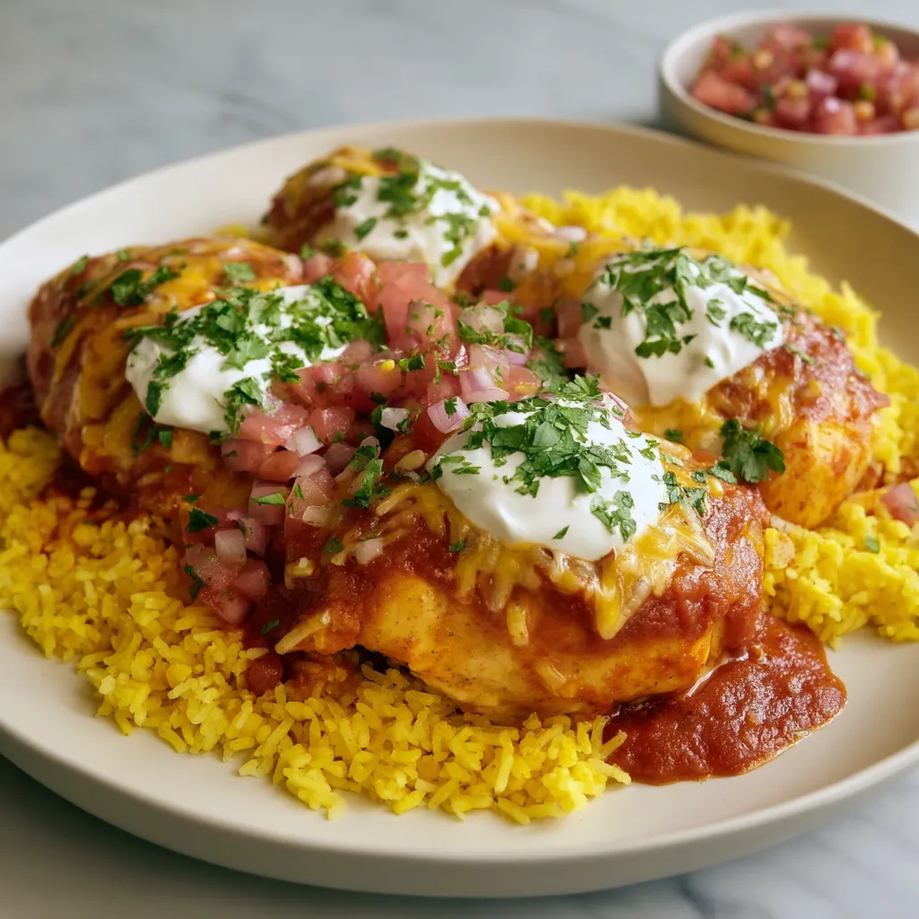 A plate of food with rice and meat.
