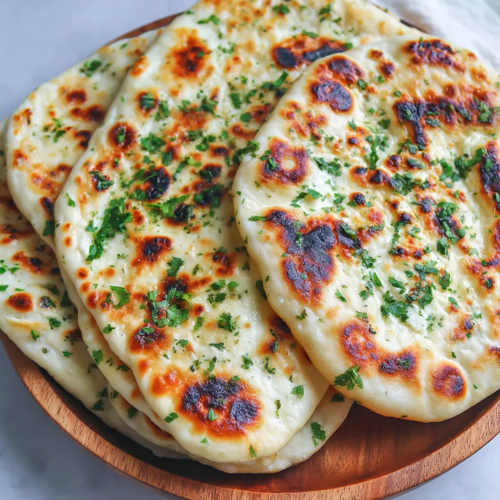 A wooden tray with four pita breads.