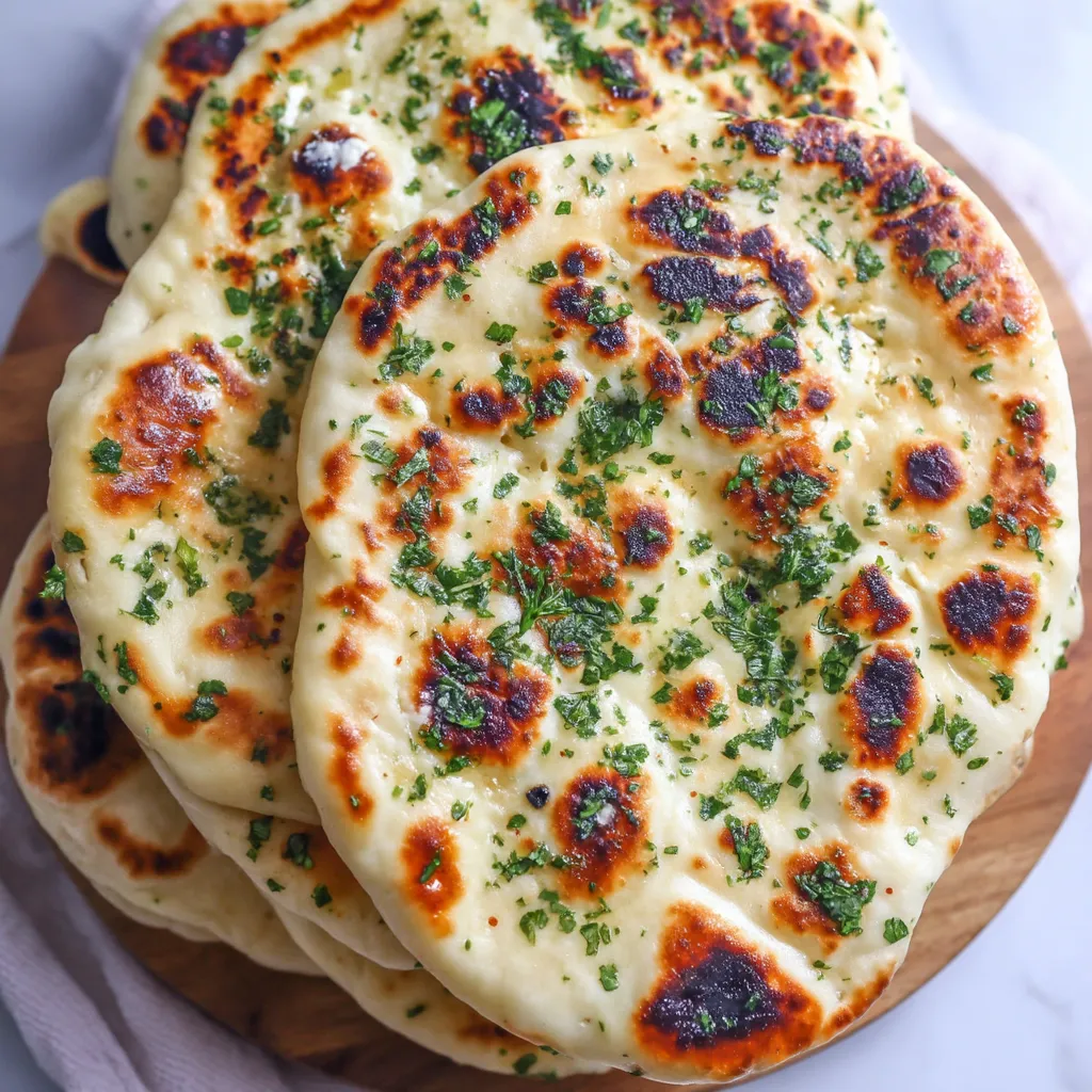 A stack of pita bread with green toppings.