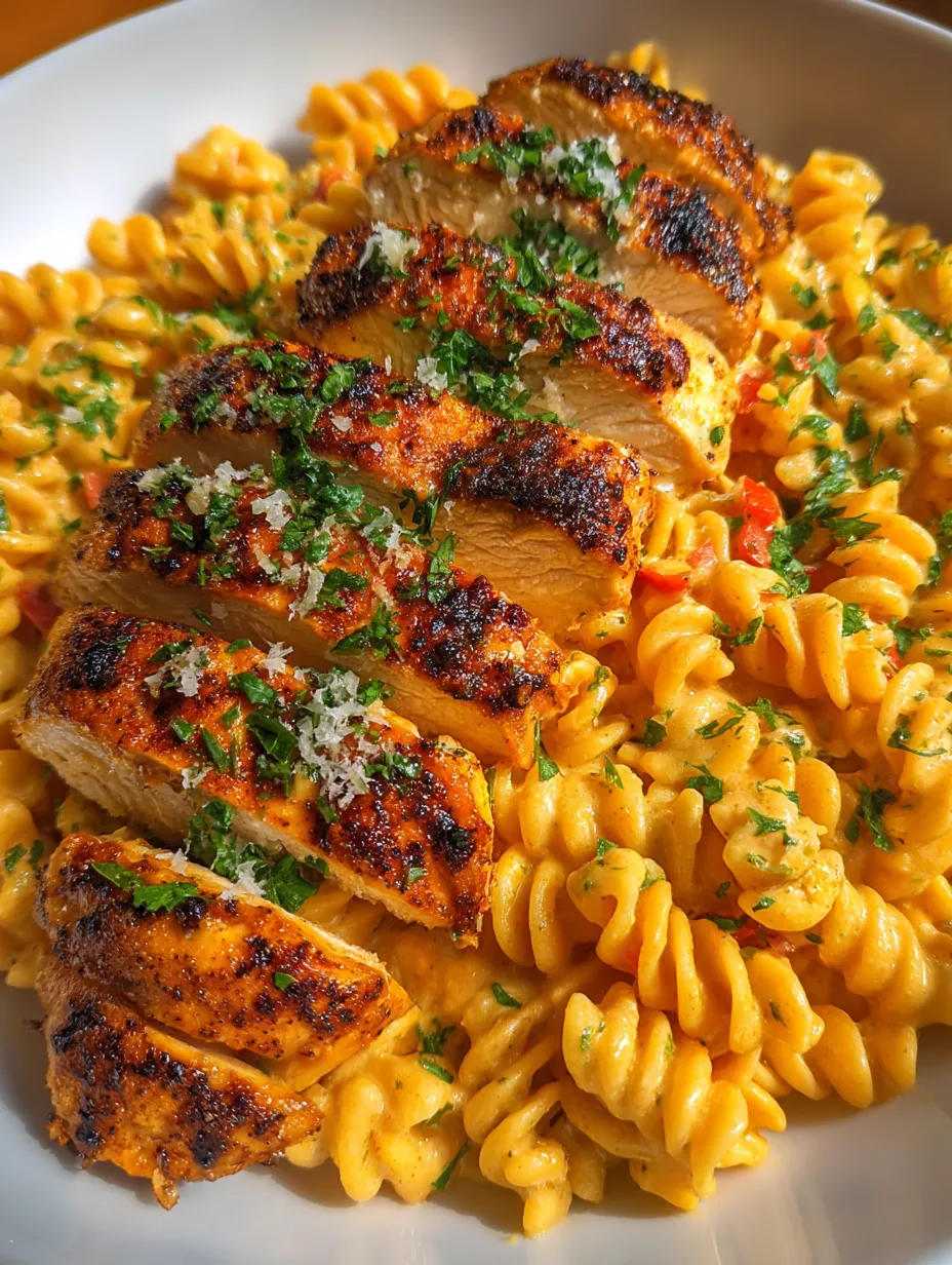 A plate of food with chicken and pasta.