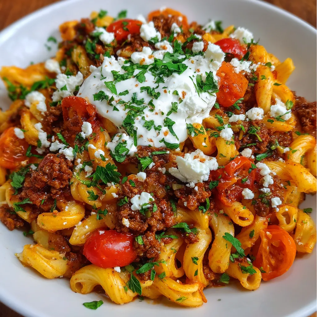 A bowl of pasta with tomatoes and cheese.