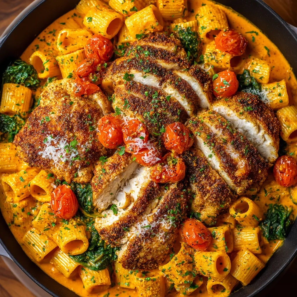 A plate of food with chicken and tomatoes.