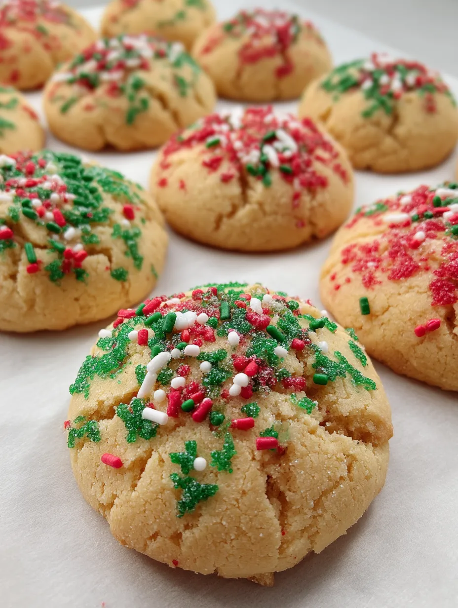 A cookie with green and red sprinkles.