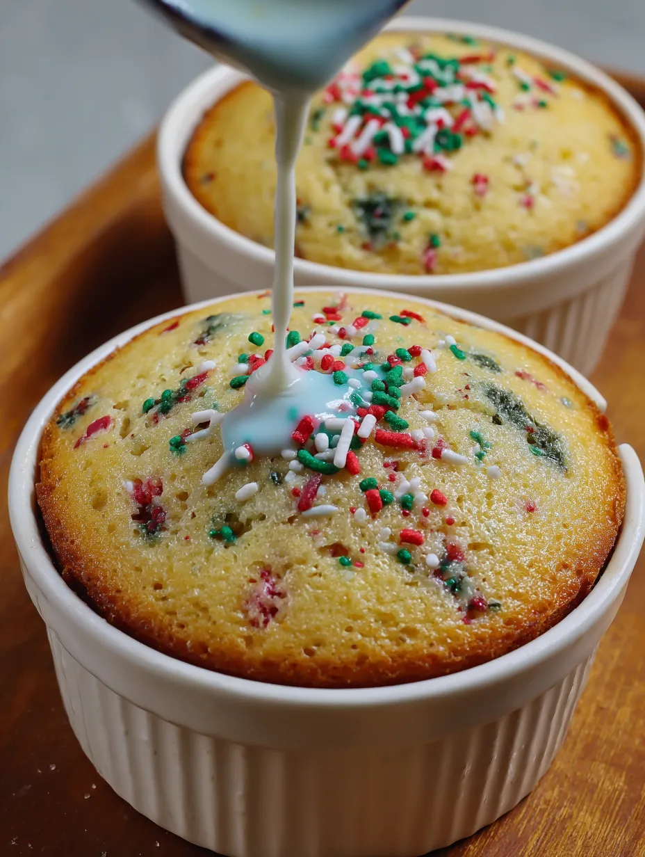 A bowl of muffins with milk drizzled on top.