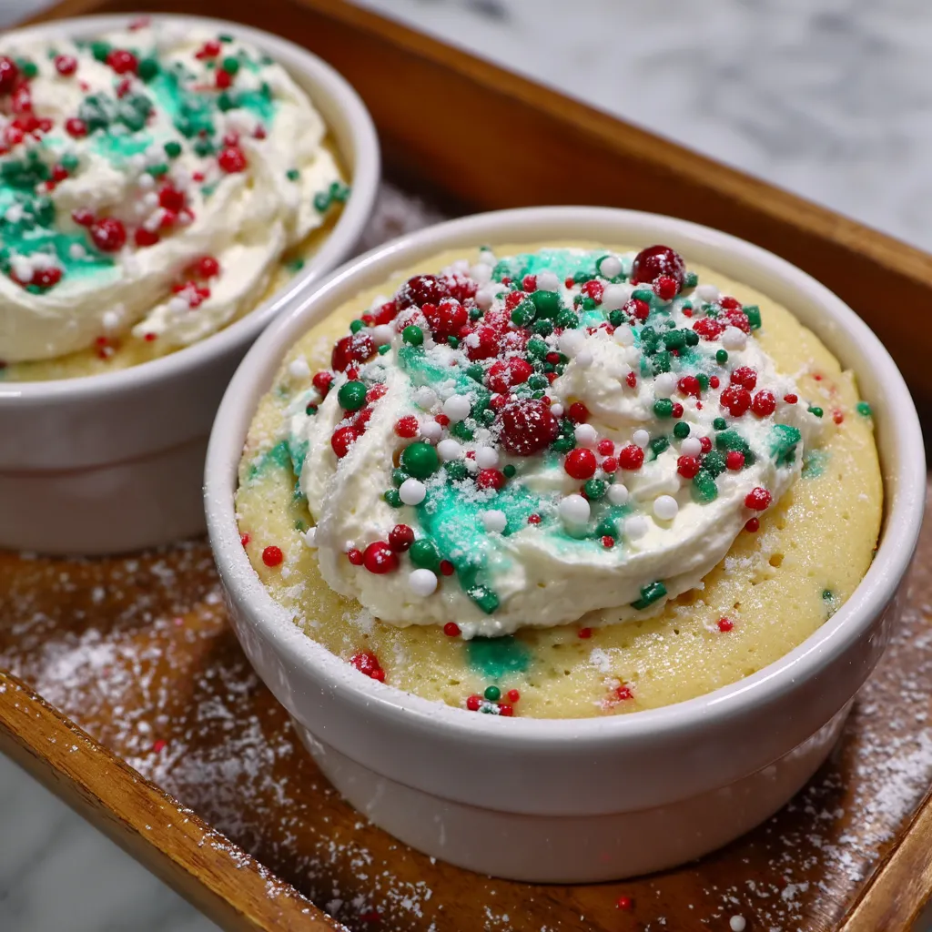Two bowls of cake with sprinkles.