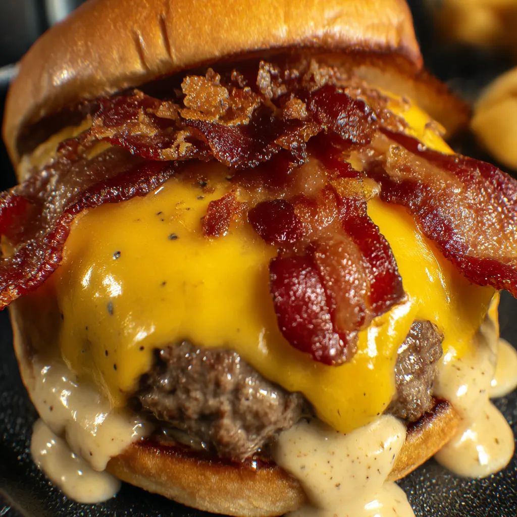 Crack Burgers piled high with Bacon, Ranch, and Cheddar