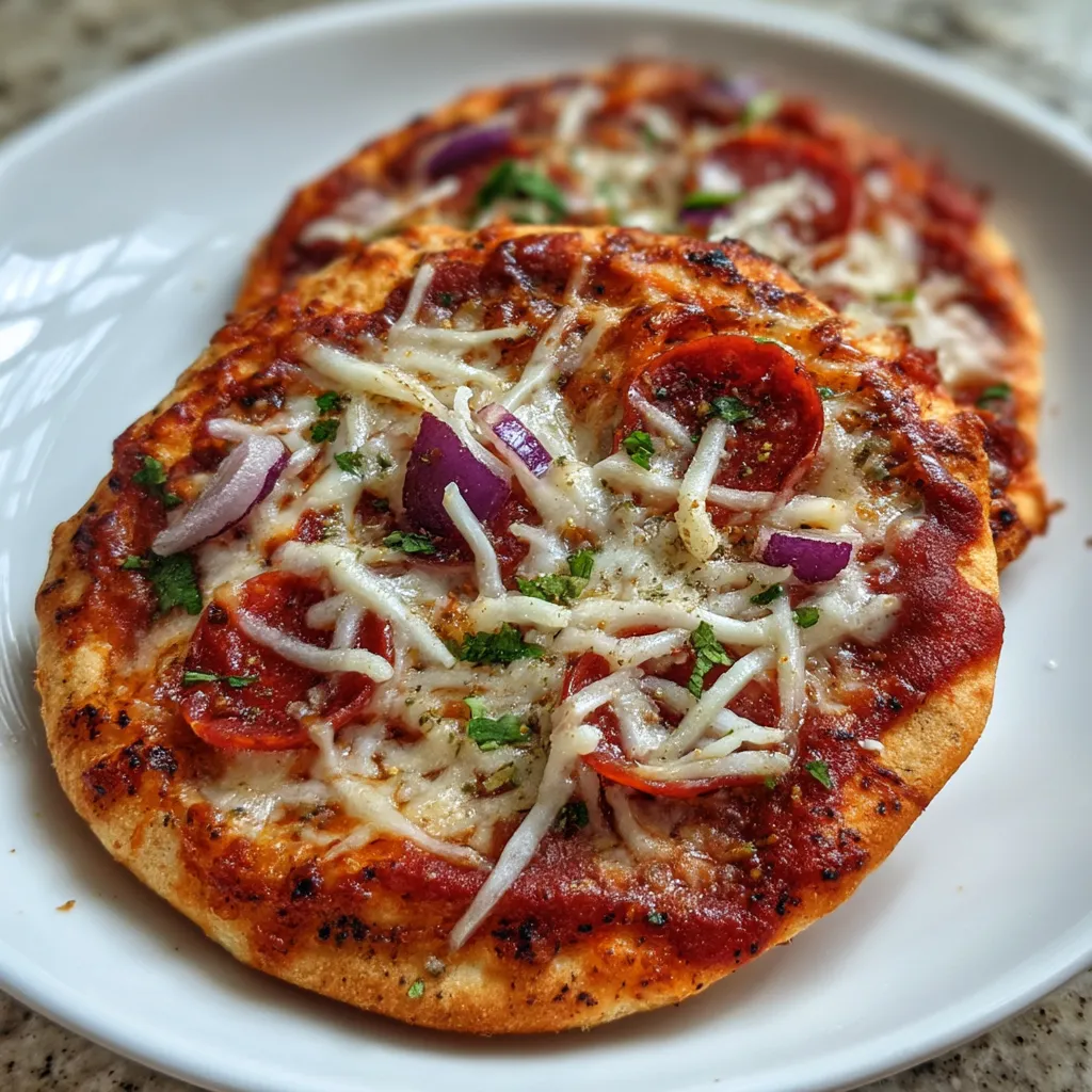 Two pizzas on a white plate.