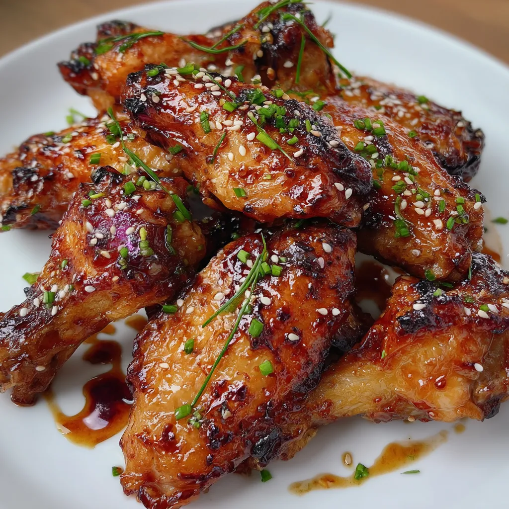 A plate of chicken wings with sesame seeds.