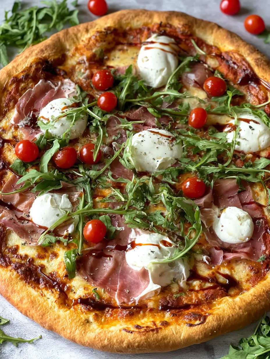 A pizza with tomatoes and cheese on top.