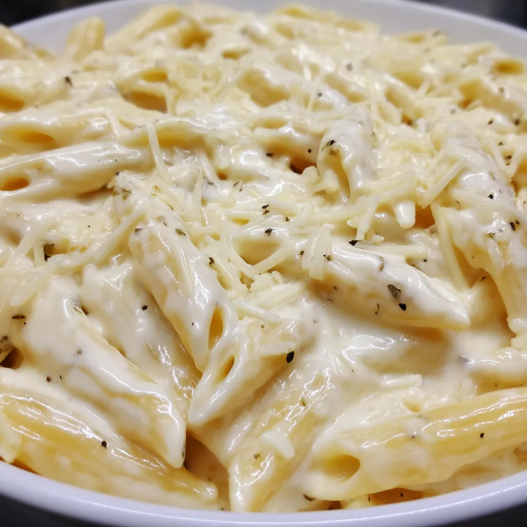 A bowl of macaroni and cheese.