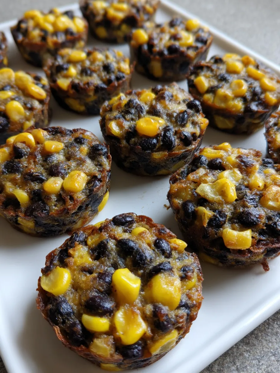 A plate of muffins with corn and black beans.